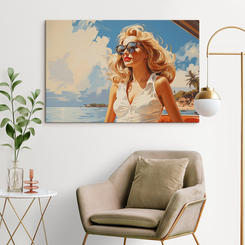 Woman wearing sunglasses and a white dress