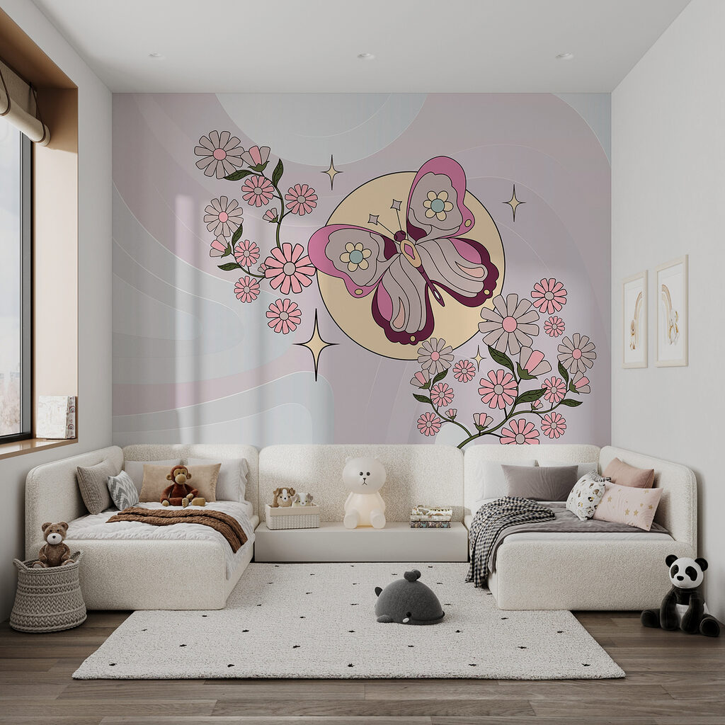 Butterfly and flowers on a white background Butterfly and flowers on a white background