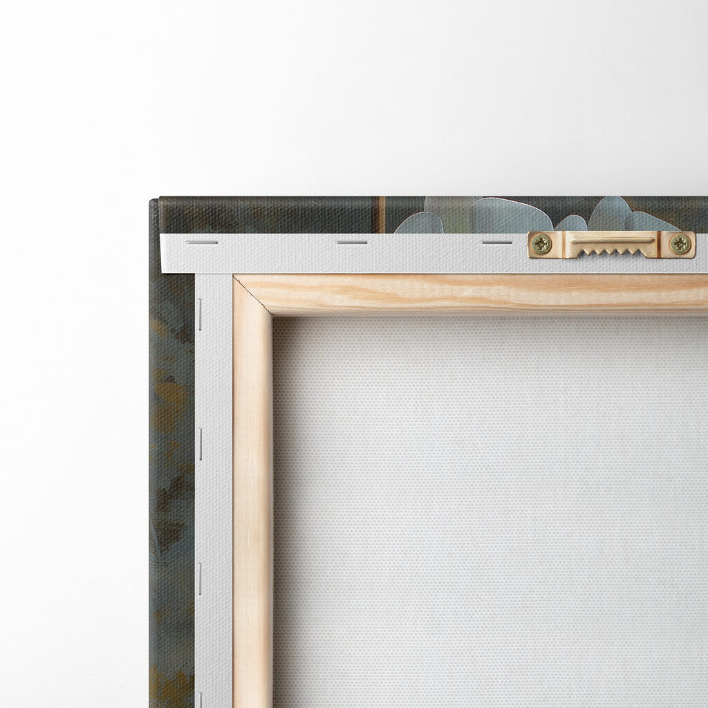 Painting of a plant and a stack of rocks