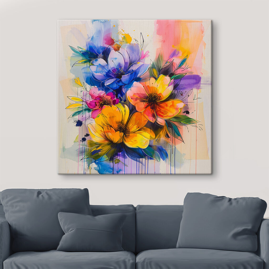 Painting of flowers on a white background