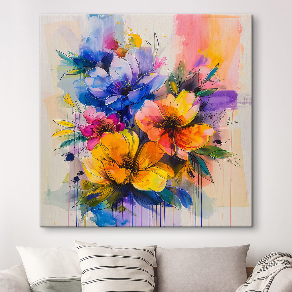Painting of flowers on a white background