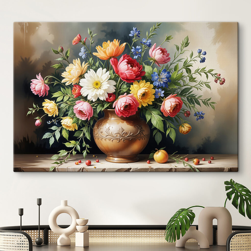 Painting of flowers in a vase Painting of flowers in a vase