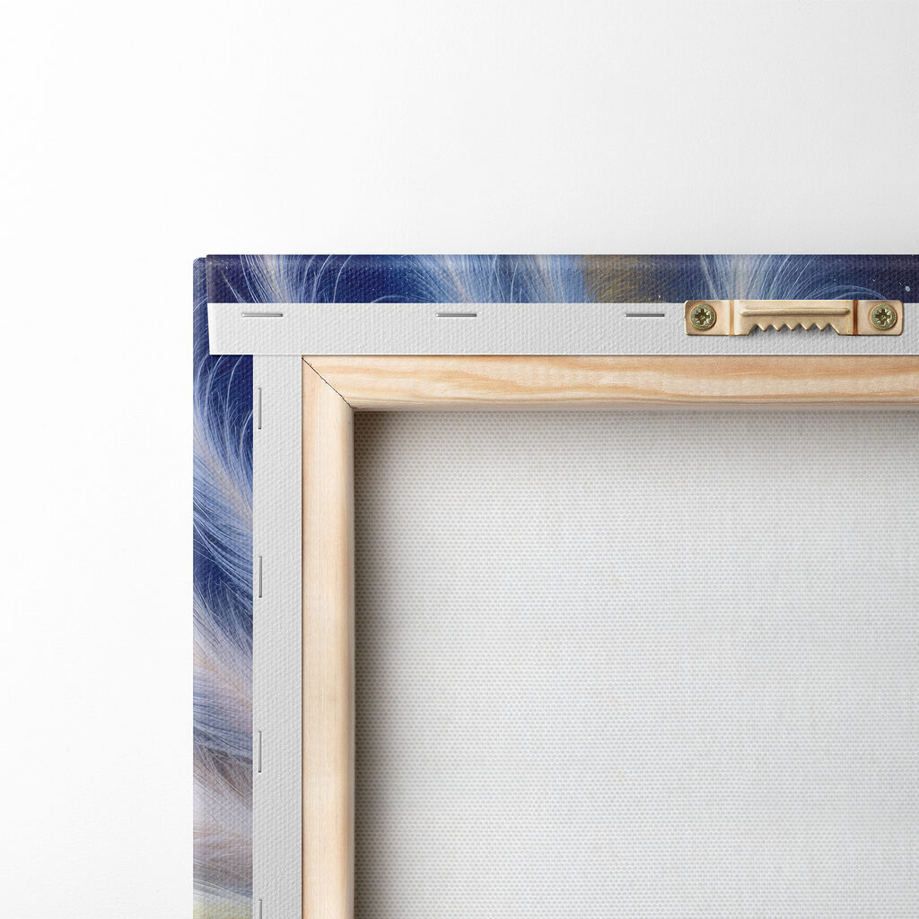 White swan with yellow and blue feathers