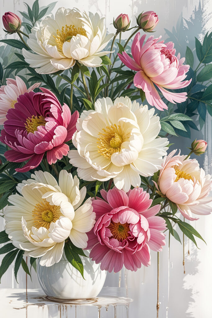 Bouquet of flowers with leaves Bouquet of flowers with leaves