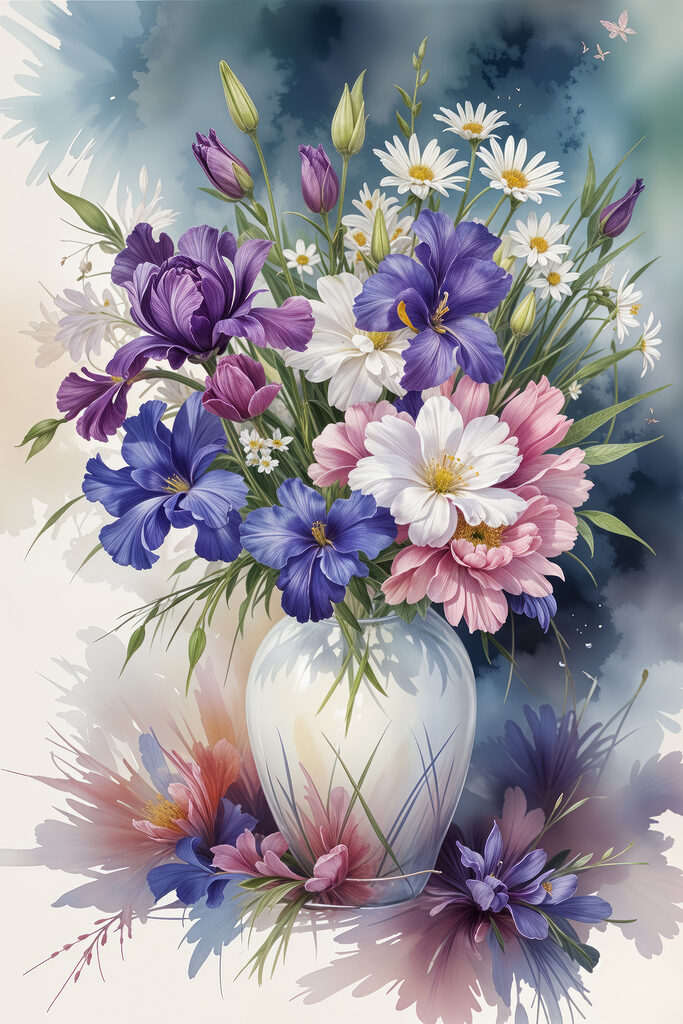 Painting of flowers in a vase Painting of flowers in a vase