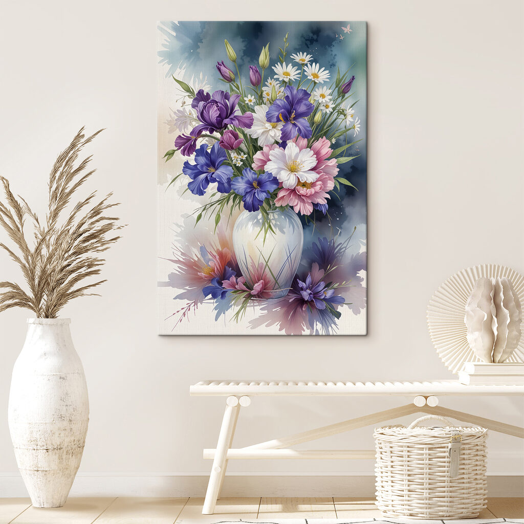 Painting of flowers in a vase Painting of flowers in a vase