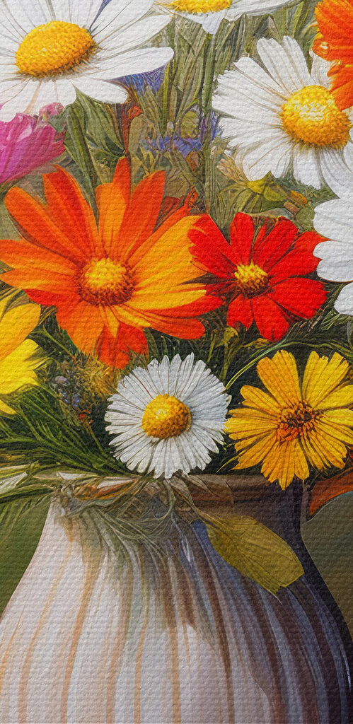 Painting of a vase of flowers Painting of a vase of flowers