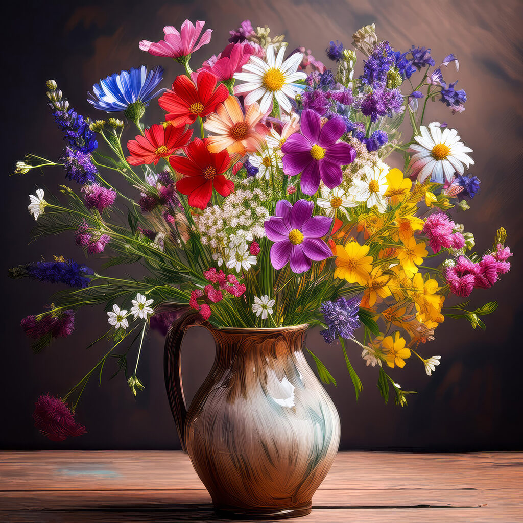 Vase of flowers on a table Vase of flowers on a table