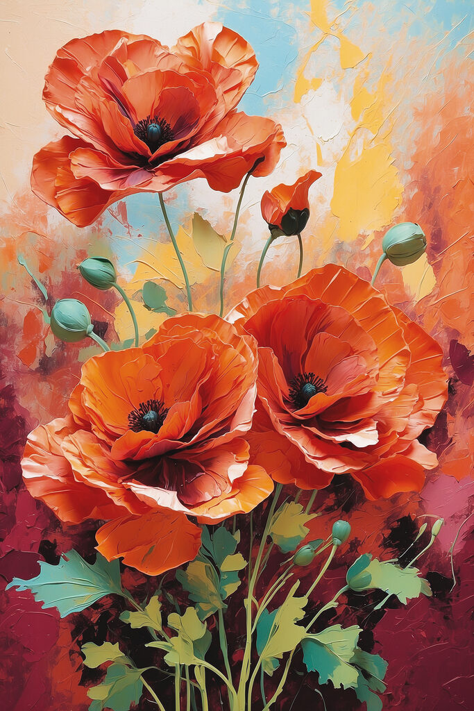 Painting of red flowers Painting of red flowers