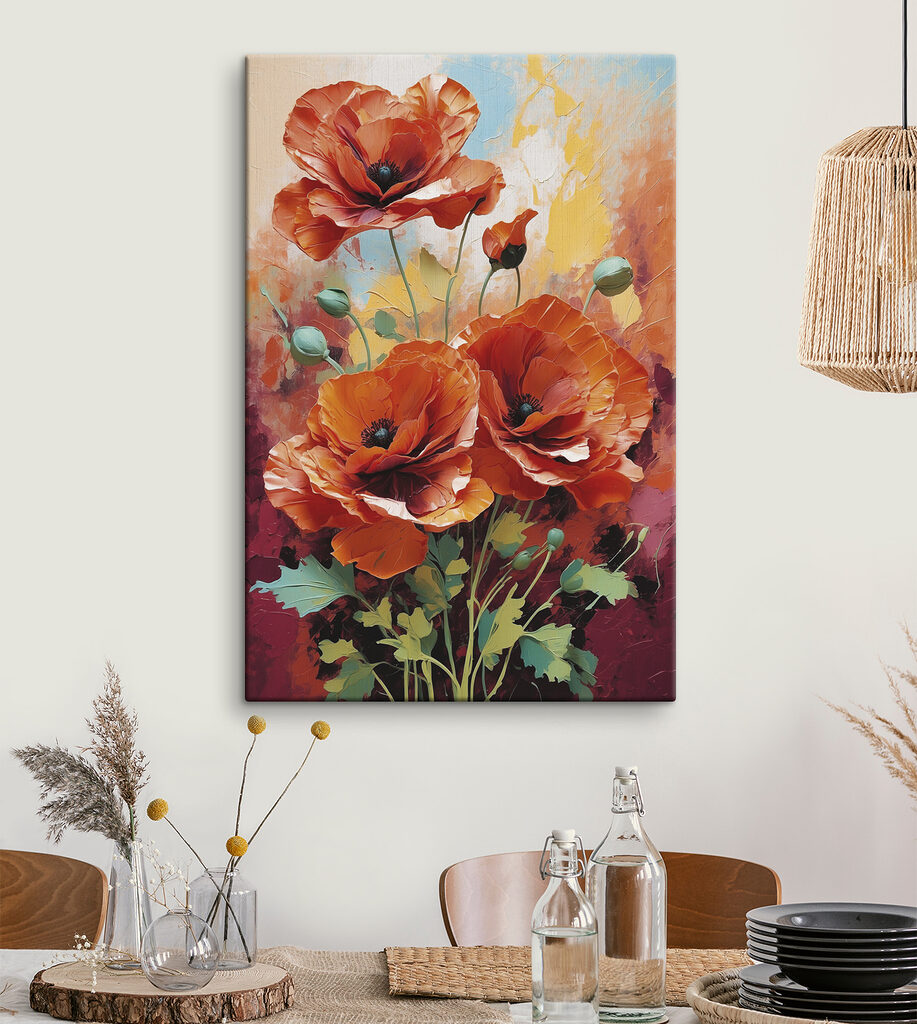 Painting of red flowers Painting of red flowers