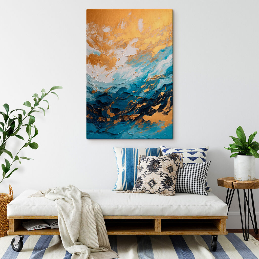 Azure currents meet amber shores