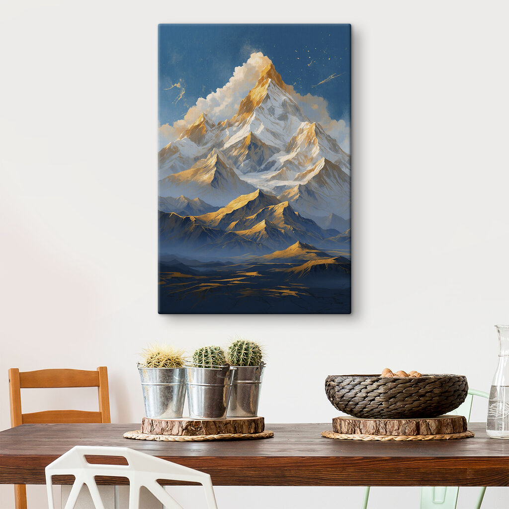Mountain range with snow and clouds