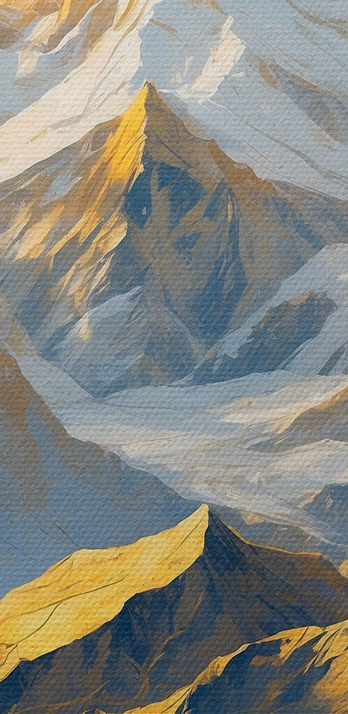 Mountain range with snow and clouds