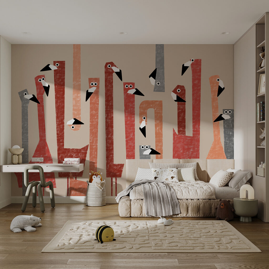 Group of birds with different colored shapes Group of birds with different colored shapes