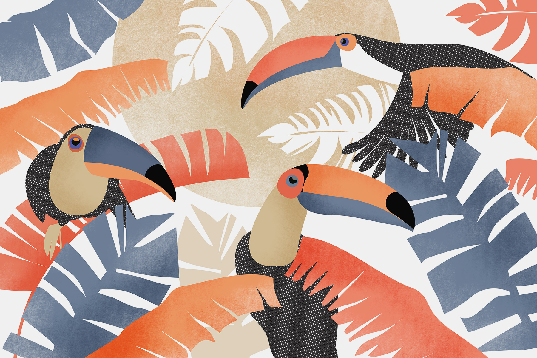 Group of birds with leaves Group of birds with leaves