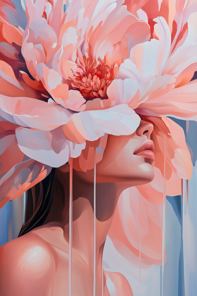 Woman with flowers on her head