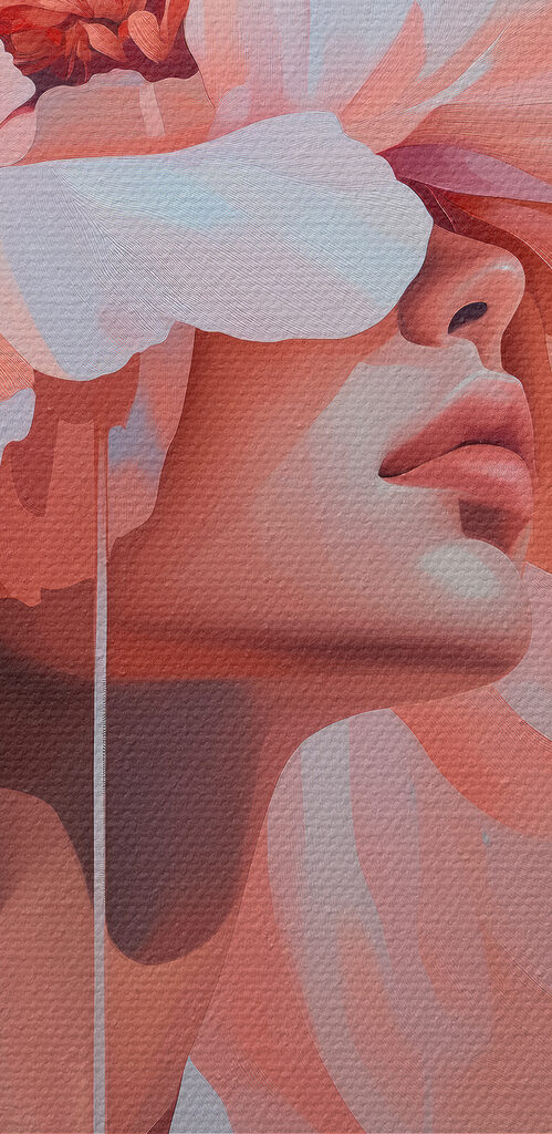 Woman with flowers on her head