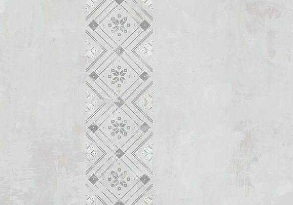 Grey and white pattern on a white surface