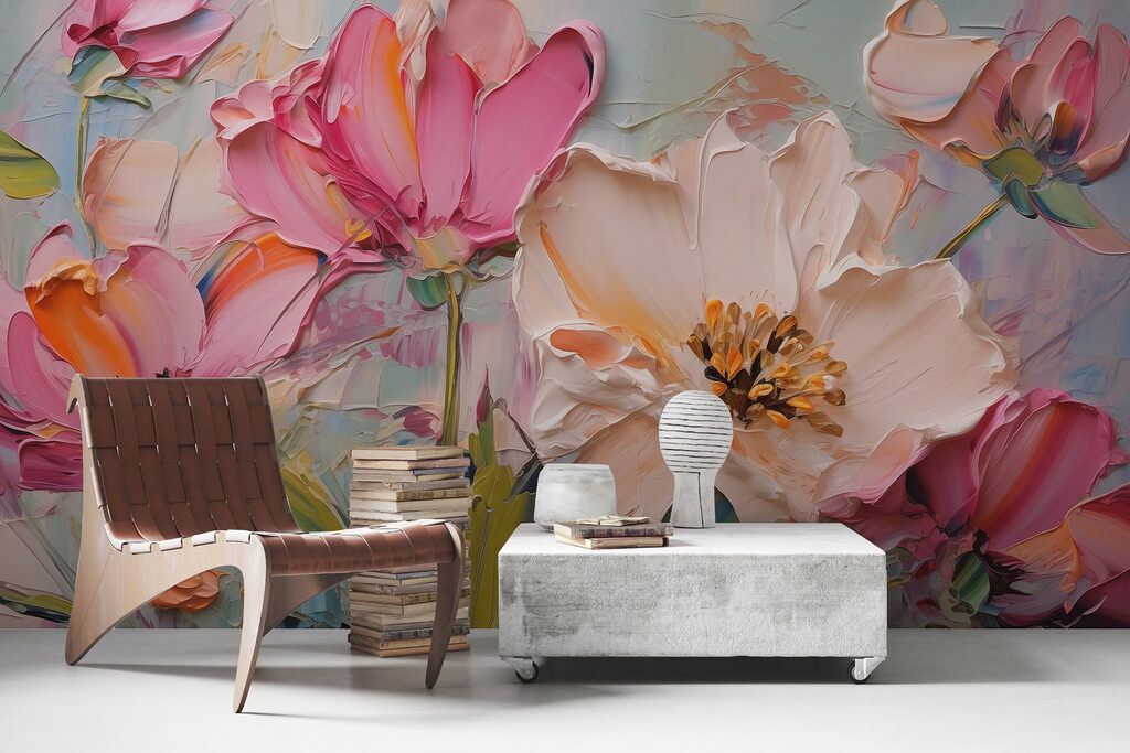 Painting of flowers on a canvas Painting of flowers on a canvas