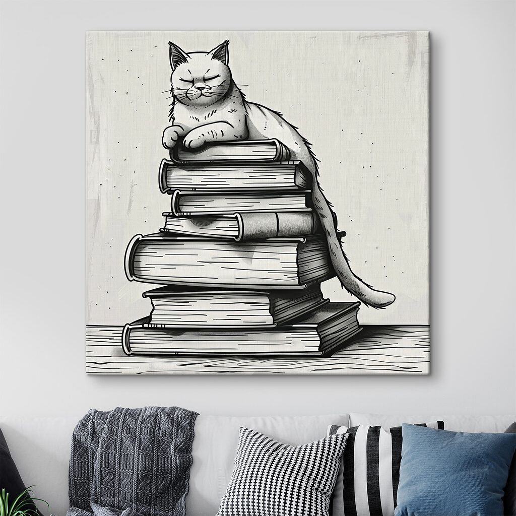 Cat sitting on a stack of books Cat sitting on a stack of books