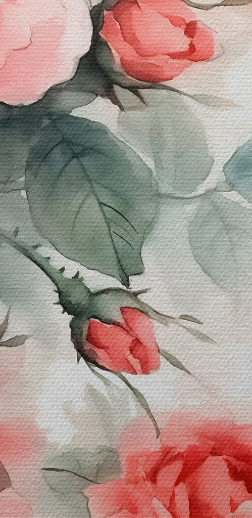 Painting of pink flowers and a butterfly