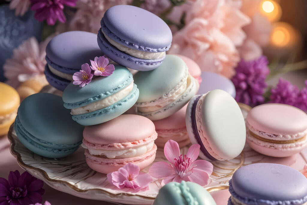Plate of colorful macaroons Plate of colorful macaroons