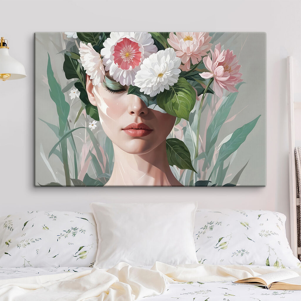 Woman with flowers on her head