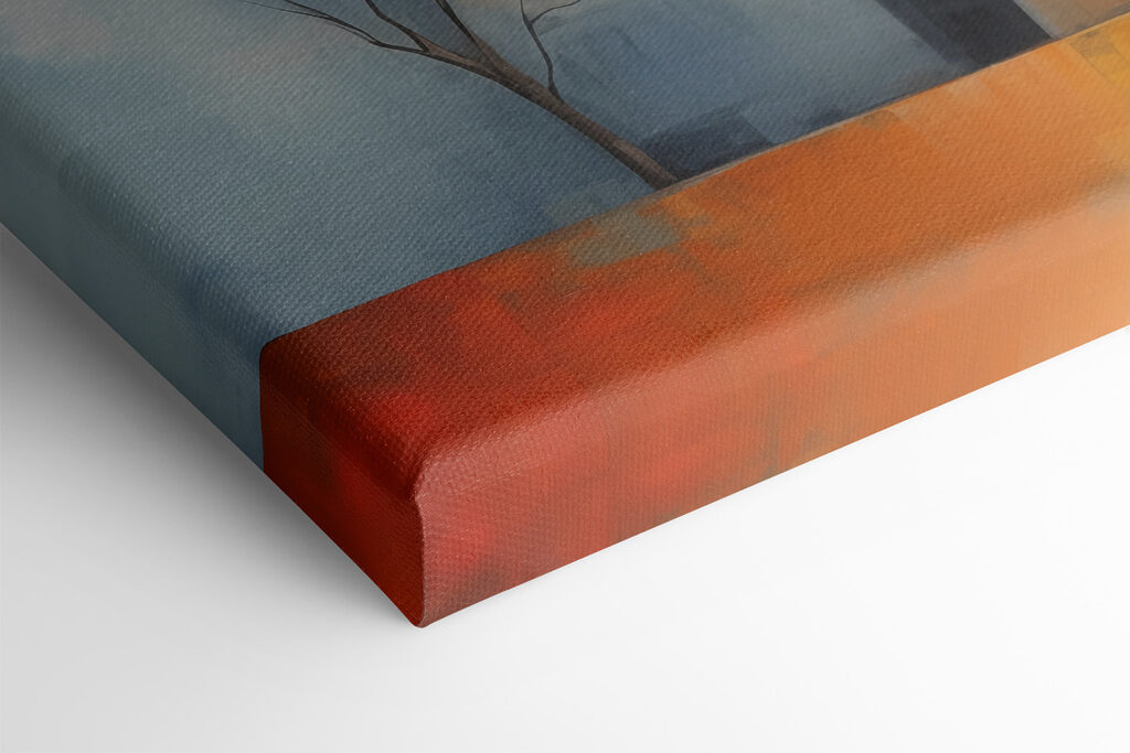 Painting of a group of buildings Painting of a group of buildings