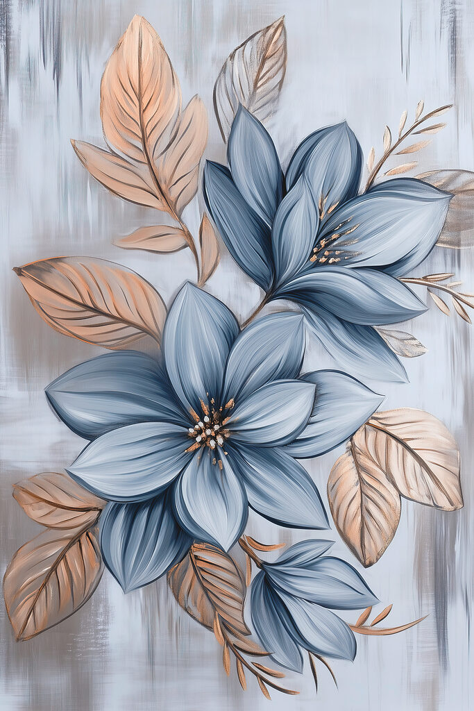 Painting of flowers and leaves