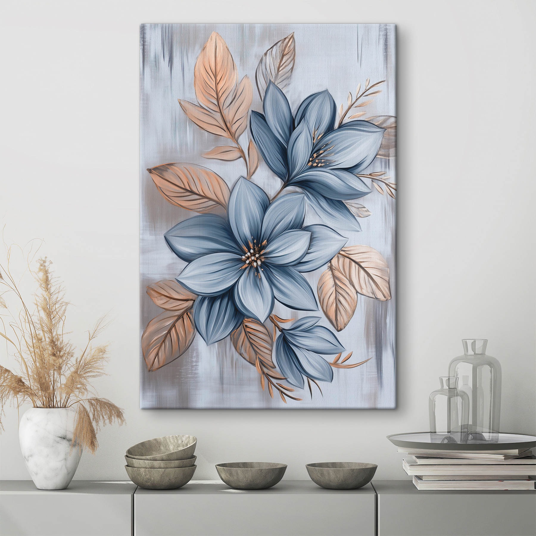 Painting of flowers and leaves