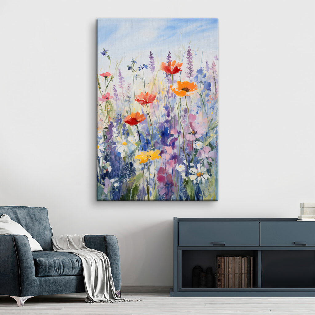 Painting of flowers in a field Painting of flowers in a field