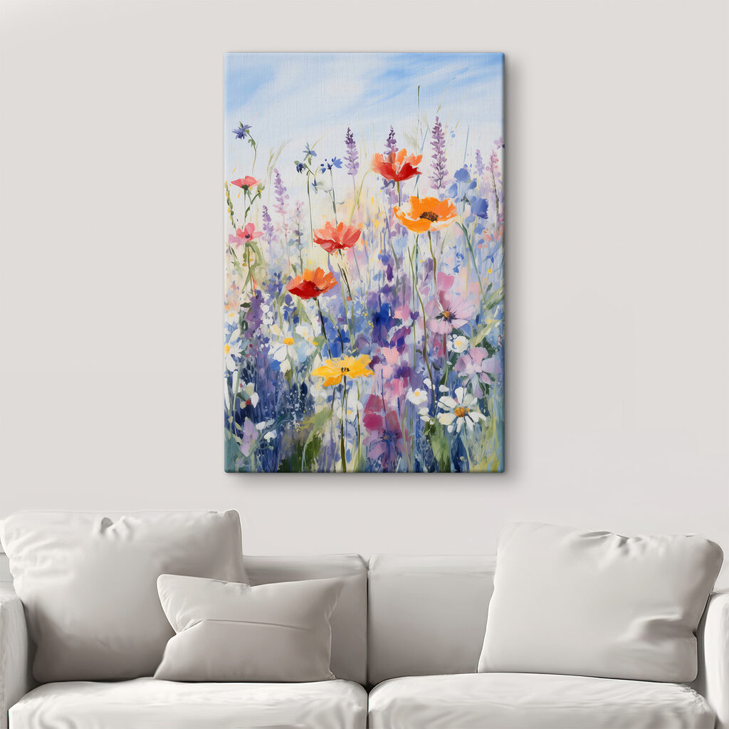 Painting of flowers in a field Painting of flowers in a field