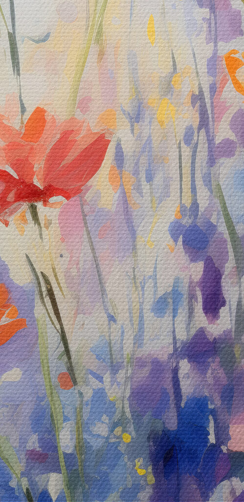 Painting of flowers in a field Painting of flowers in a field