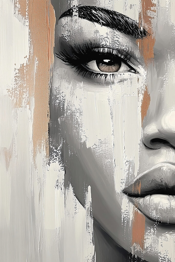 Woman's face with a paint stain Woman's face with a paint stain