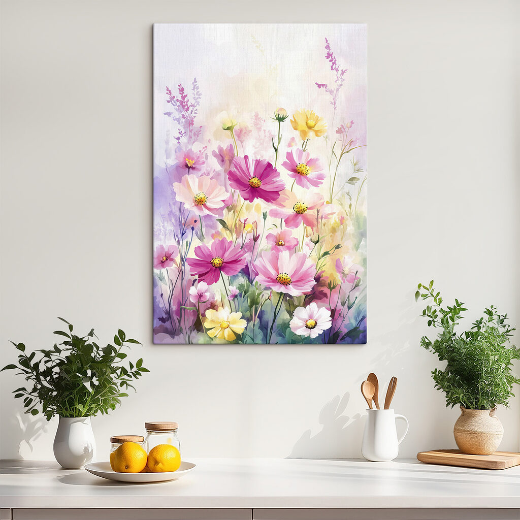 Painting of flowers in a field Painting of flowers in a field