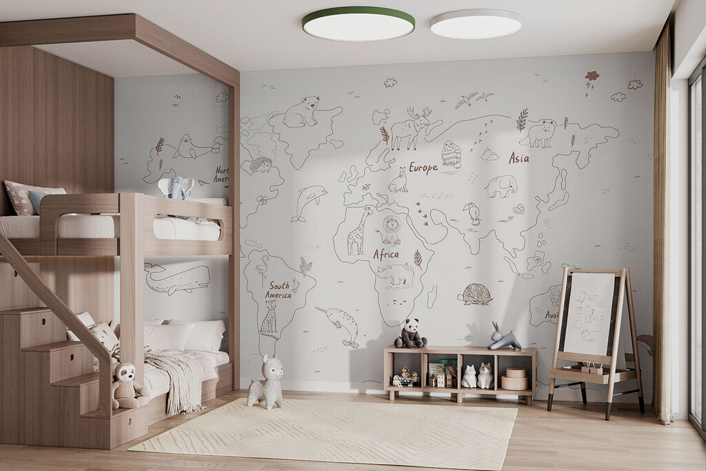 Map of the world with animals Map of the world with animals