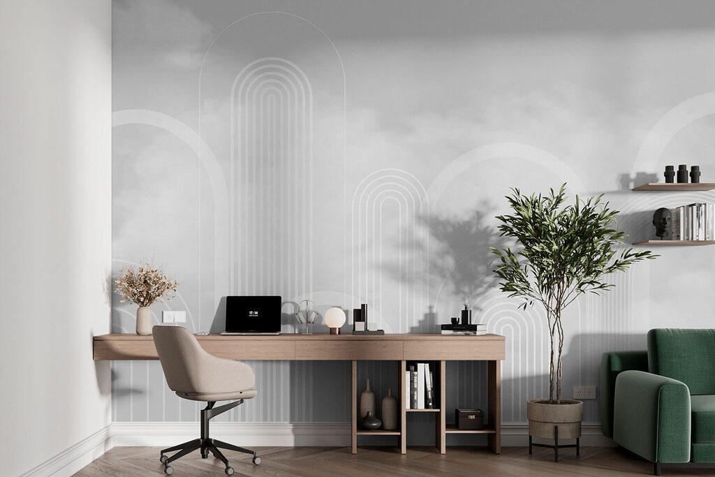 White and gray sky with white lines