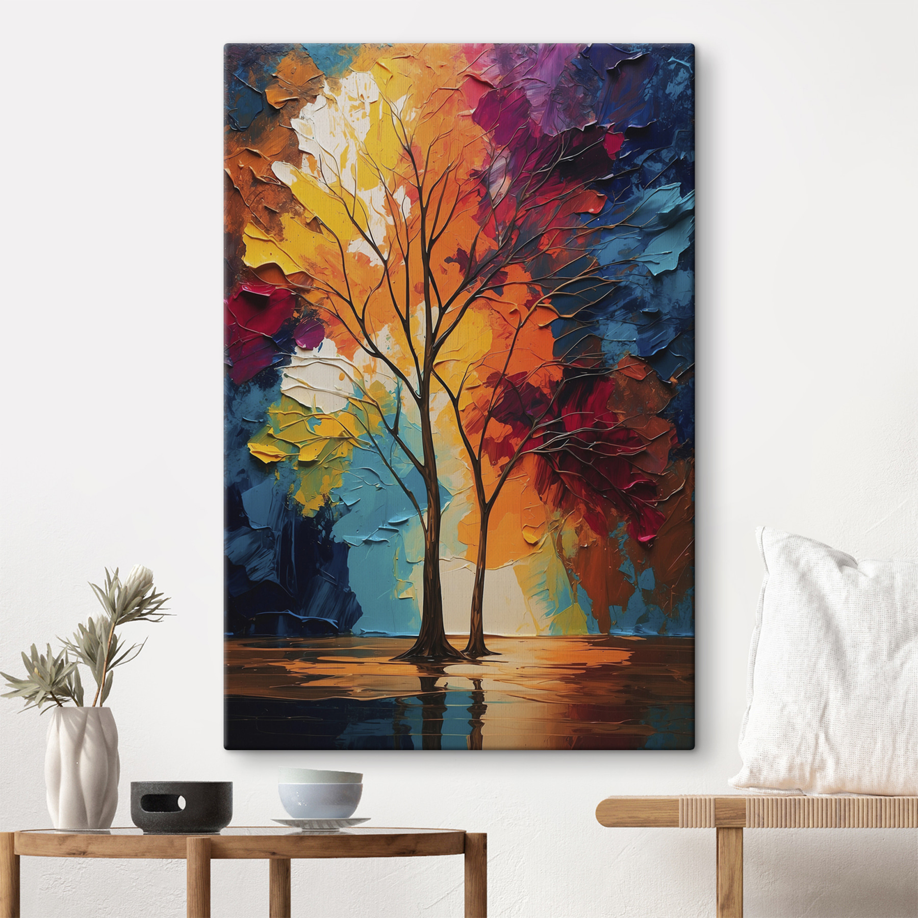 Painting of trees with colorful leaves Painting of trees with colorful leaves