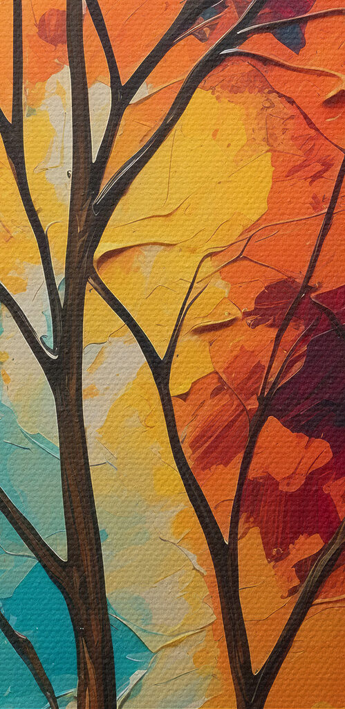 Painting of trees with colorful leaves Painting of trees with colorful leaves