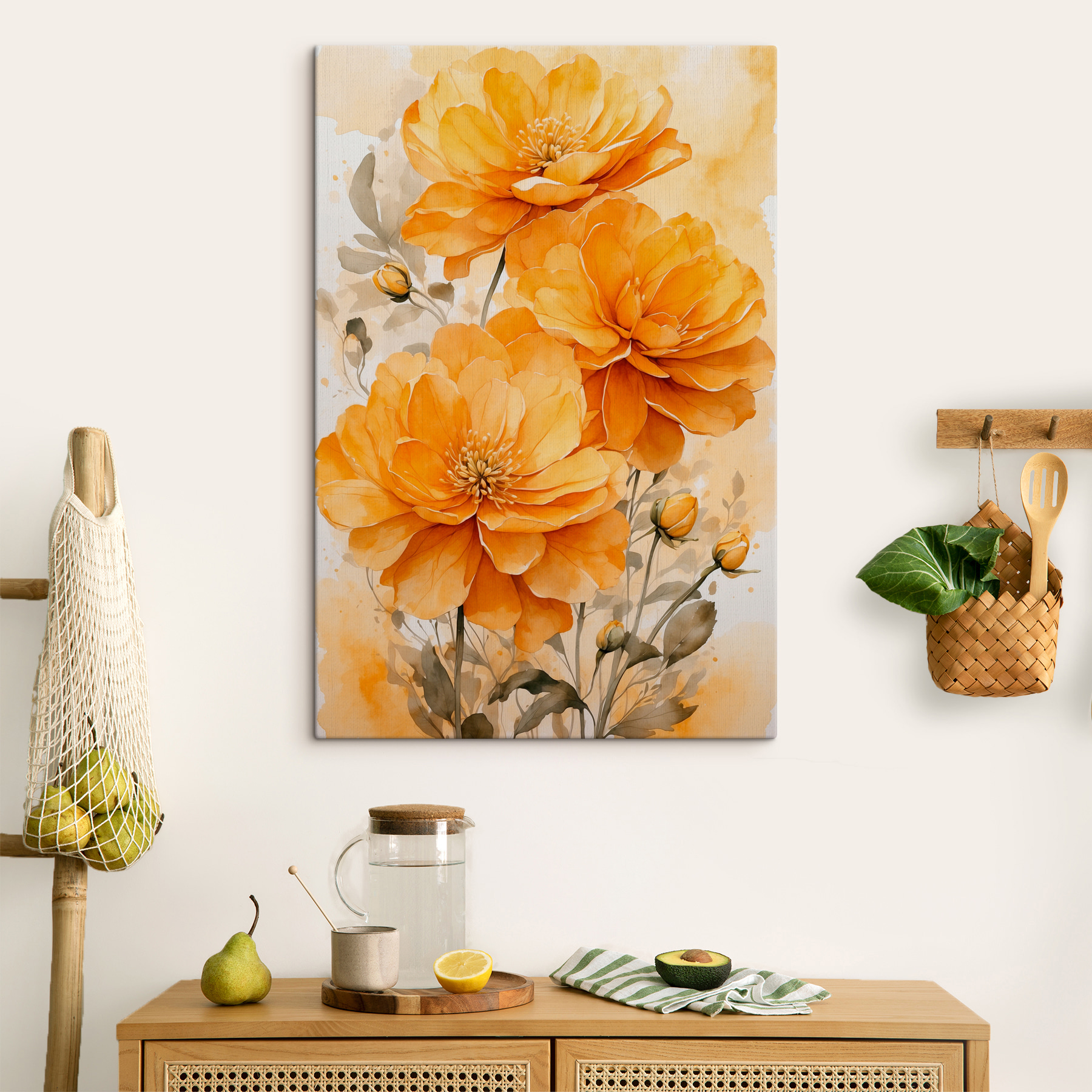 Painting of orange flowers Painting of orange flowers