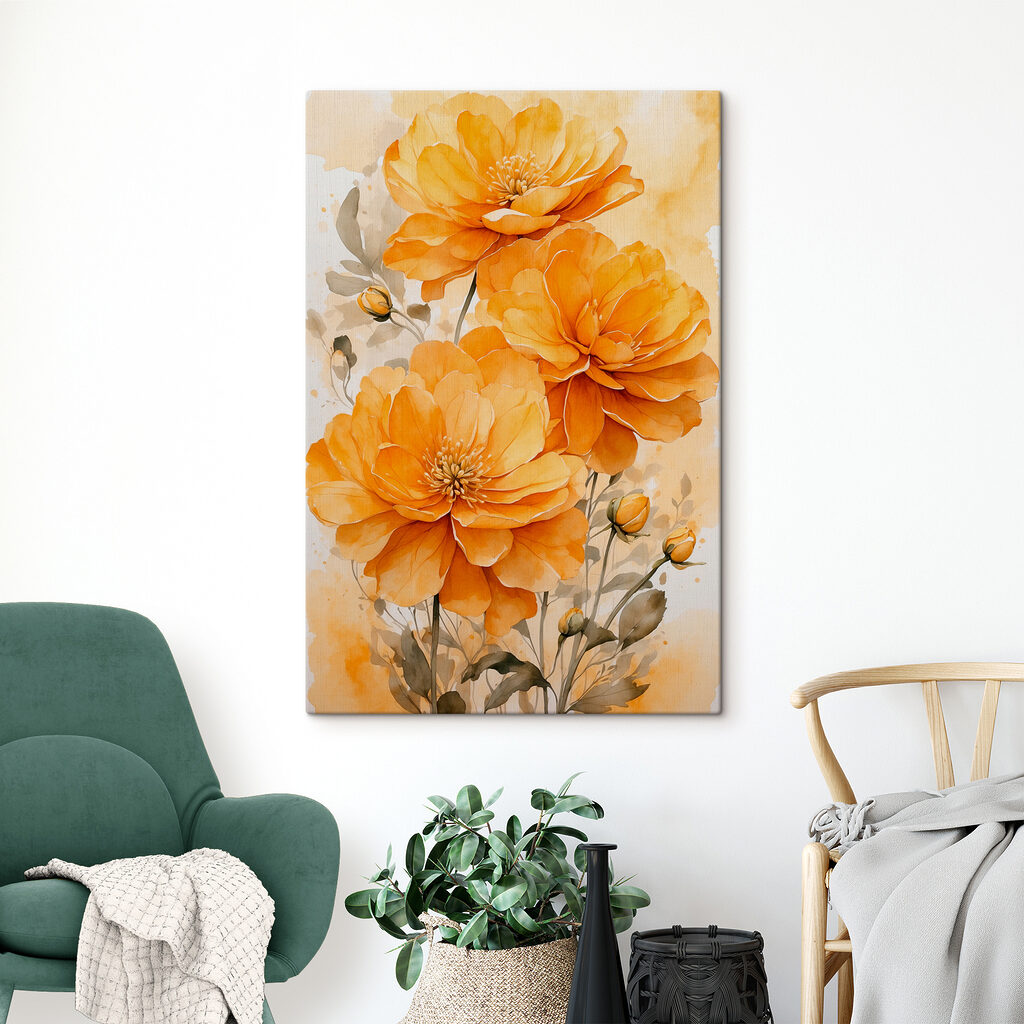 Painting of orange flowers Painting of orange flowers
