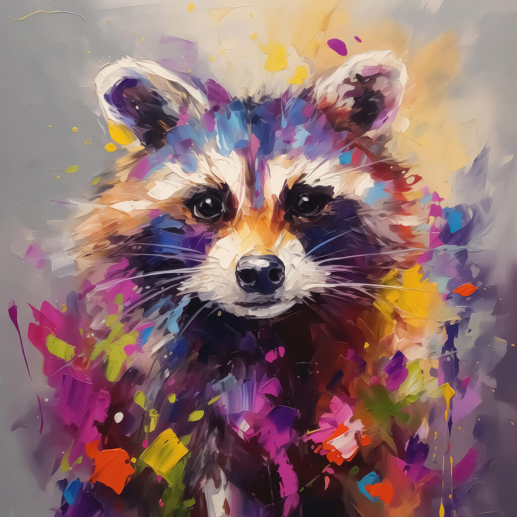 Painting of a raccoon
