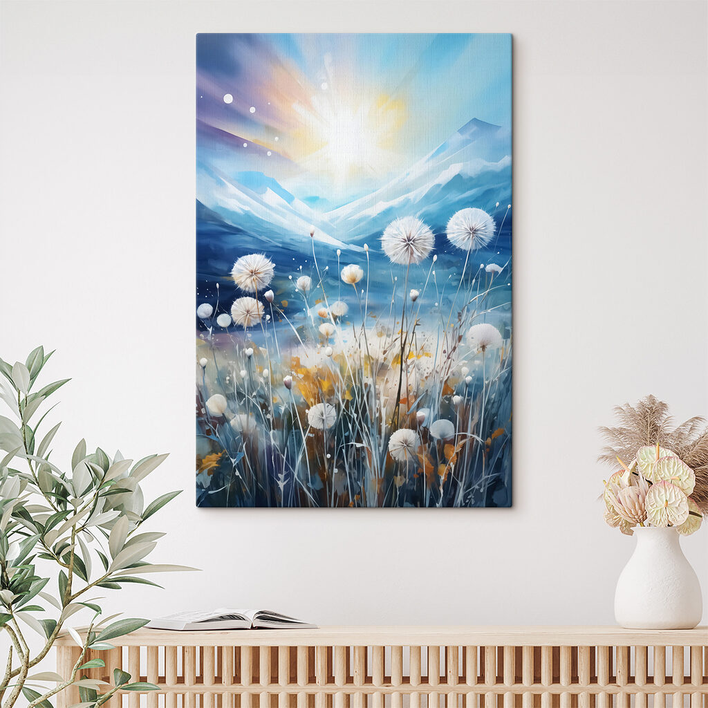Painting of a field of dandelions
