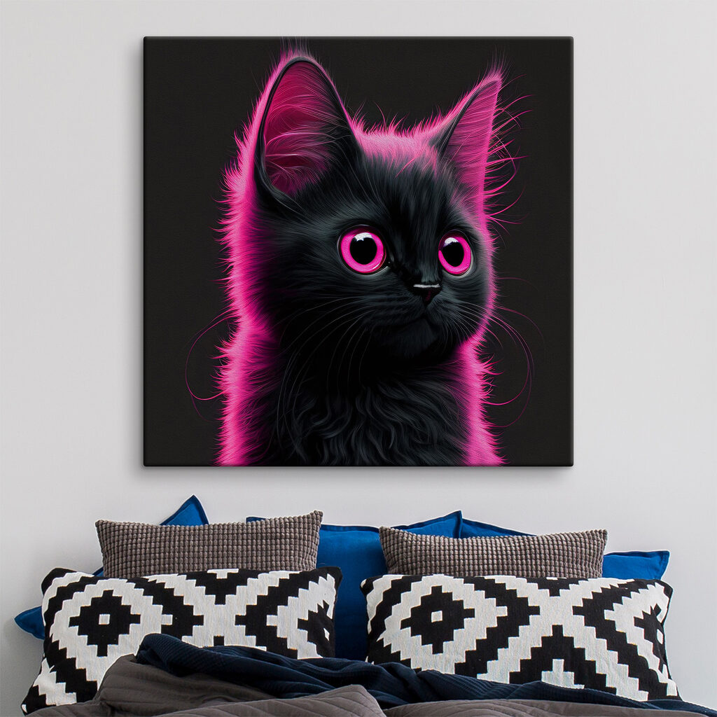 Black cat with pink hair Black cat with pink hair