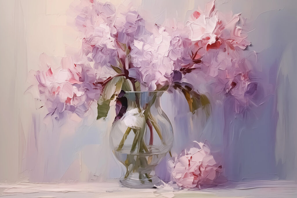 Painting of flowers in a vase