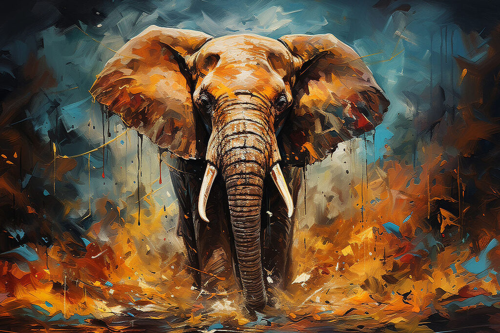 An elephant with tusks and dirt An elephant with tusks and dirt