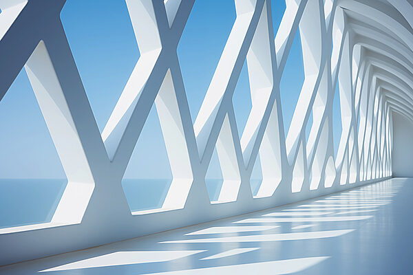 White wall with many windows