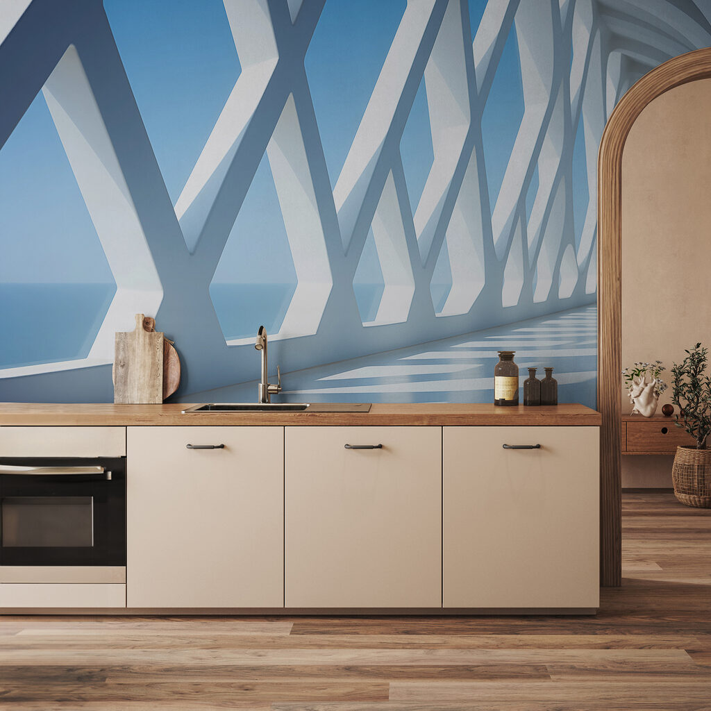 White wall with many windows