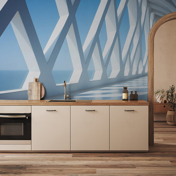 White wall with many windows