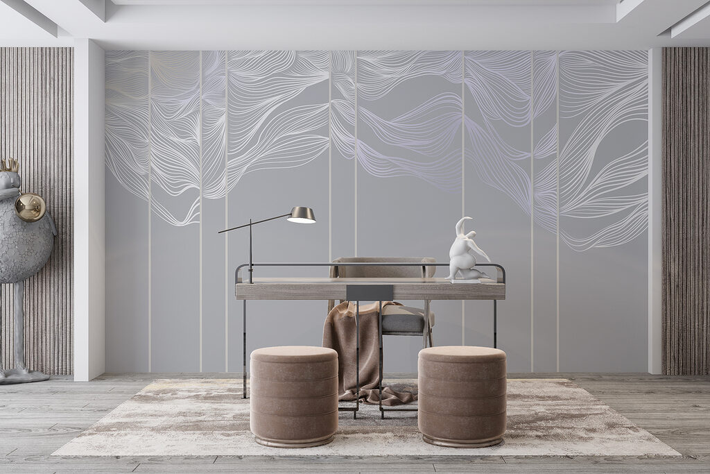 White and purple line art